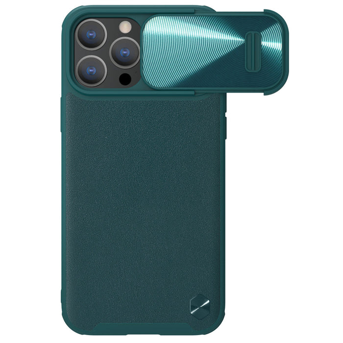 Nillkin CamShield Leather S Case iPhone 14 Pro Max case with camera cover green - Cell phone cases