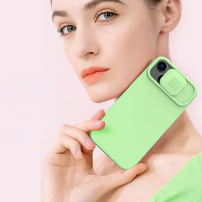 Nillkin CamShield Silky Silicone Case iPhone 14 case cover with camera cover blue - Cell phone cases