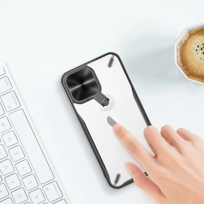 Nillkin Cyclops Case durable case with camera cover and foldable stand for iPhone 13 Pro blue - Cell phone cases