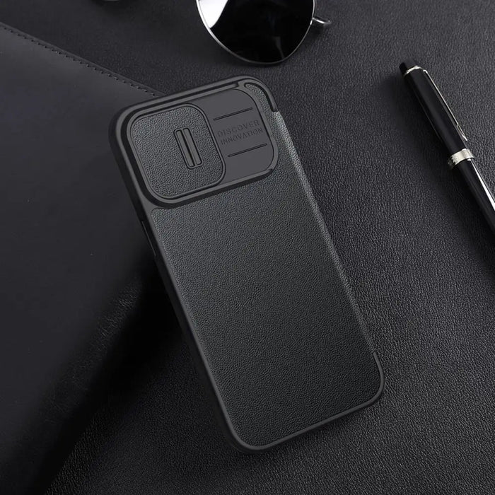 Nillkin Qin Cloth Pro Case Case for iPhone 14 Pro Camera Cover Holster Cover Flip Case Blue - Cell phone cases