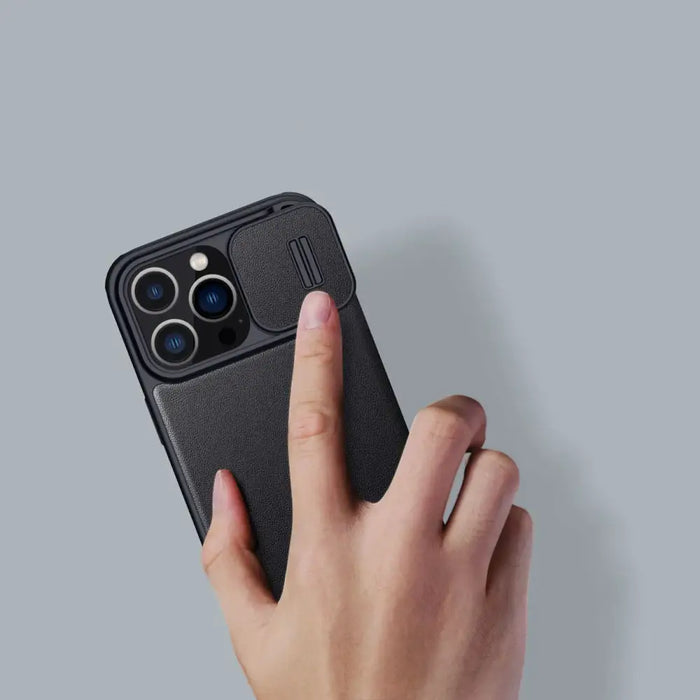 Nillkin Qin Cloth Pro Case Case for iPhone 14 Pro Camera Cover Holster Cover Flip Case Blue - Cell phone cases