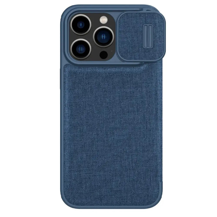 Nillkin Qin Cloth Pro Case Case for iPhone 14 Pro Camera Cover Holster Cover Flip Case Blue - Cell phone cases
