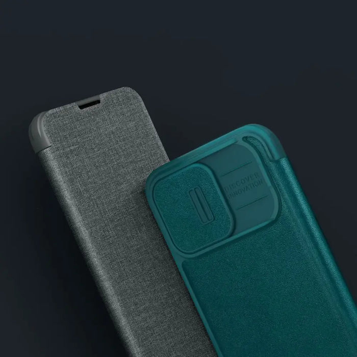 Nillkin Qin Cloth Pro Case Case for iPhone 14 Pro Camera Cover Holster Cover Flip Case Blue - Cell phone cases