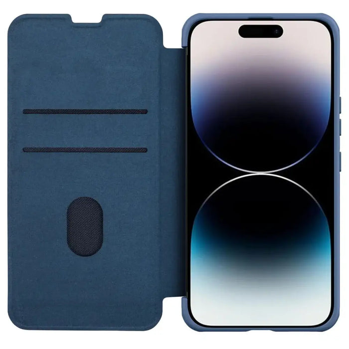 Nillkin Qin Cloth Pro Case Case for iPhone 14 Pro Camera Cover Holster Cover Flip Case Blue - Cell phone cases