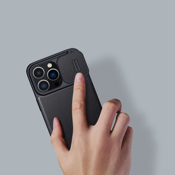 Nillkin Qin Cloth Pro Case Case for iPhone 14 Pro Max Camera Cover Holster Cover Flip Case Blue - Cell phone cases