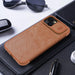 Nillkin Qin Leather Pro Case iPhone 14 Camera Cover Holster Cover Flip Case Brown - Cell phone cases