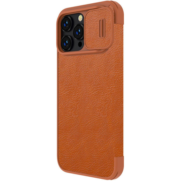 Nillkin Qin Leather Pro Case iPhone 14 Pro Max Camera Cover Holster Cover Flip Case Brown - Cell phone cases