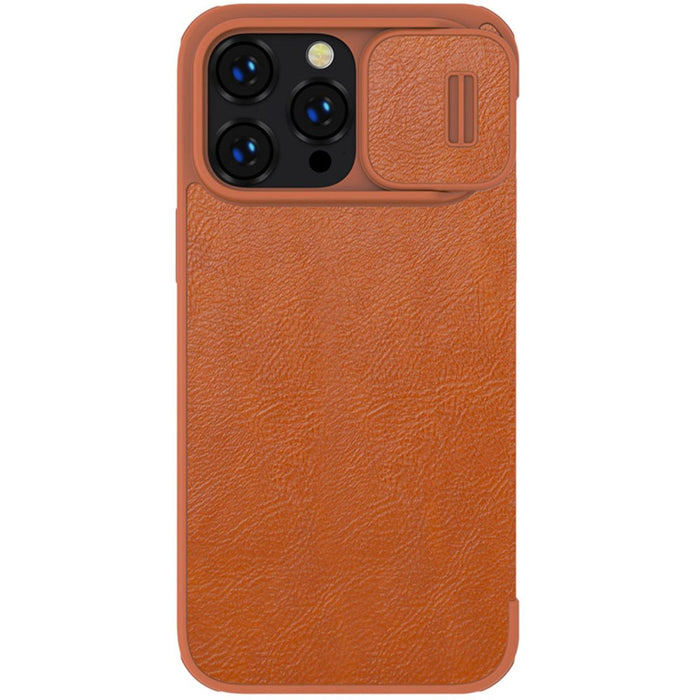 Nillkin Qin Leather Pro Case iPhone 14 Pro Max Camera Cover Holster Cover Flip Case Brown - Cell phone cases