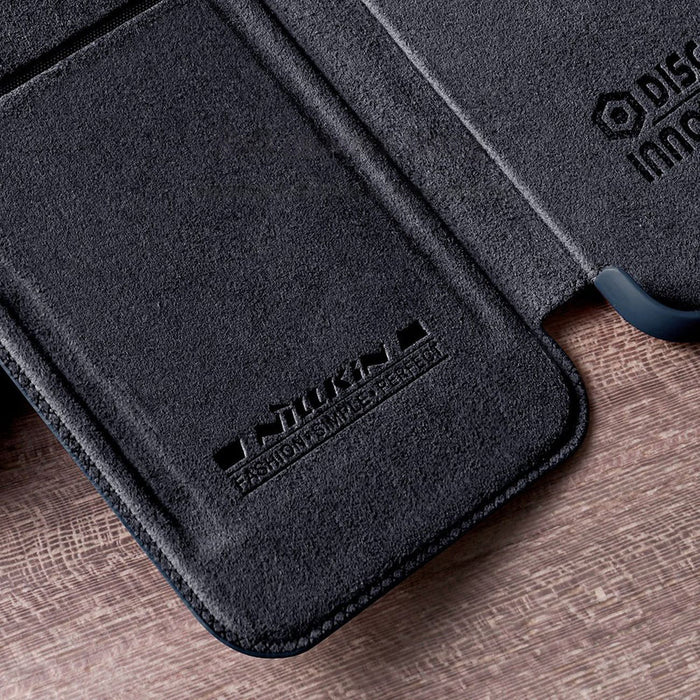 Nillkin Qin Leather Pro Case iPhone 14 Plus Camera Cover Holster Cover Flip Case Blue - Cell phone cases