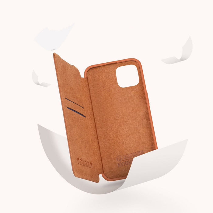 Nillkin Qin Leather Pro Case iPhone 14 Plus Camera Cover Holster Cover Flip Case Blue - Cell phone cases