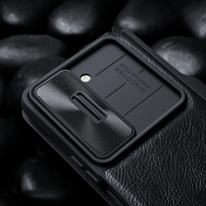 Nillkin Qin Leather Pro Leather Case with Camera Protector for Samsung Galaxy Z Fold 5 - Black - Cell phone cases