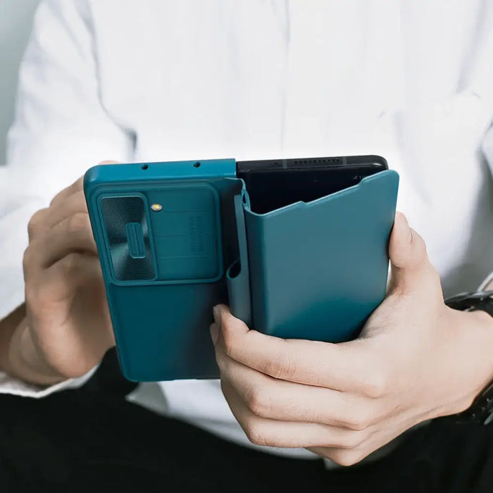 Nillkin Qin Leather Pro Leather Case with Camera Protector for Samsung Galaxy Z Fold 5 - Black - Cell phone cases