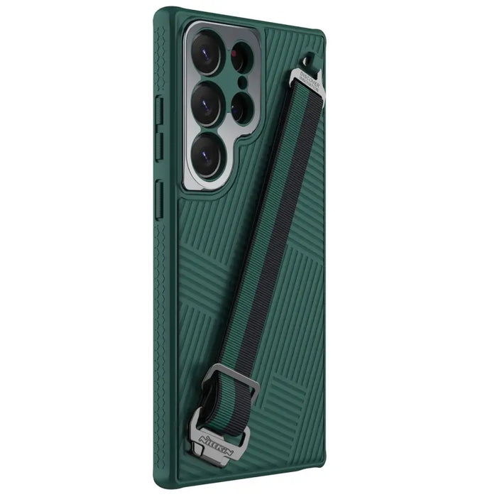 Nillkin Strap Case Case for Samsung Galaxy S23 Ultra Armored Cover with Wrist Strap Green - Cell phone cases