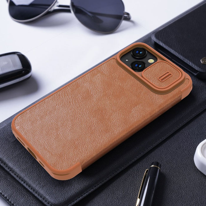 Nillkin Qin Leather Pro Case iPhone 14 Plus Camera Cover Holster Cover Flip Case Black