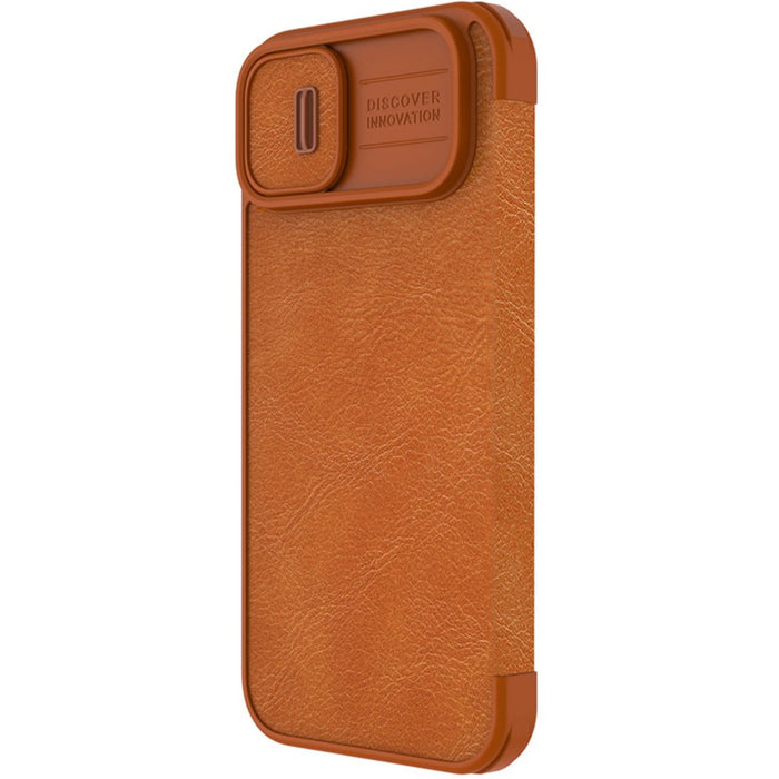 Nillkin Qin Leather Pro Case iPhone 14 Plus Camera Cover Holster Cover Flip Case Brown