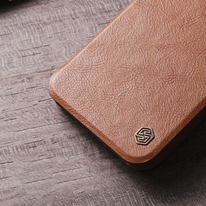 Nillkin Qin Leather Pro Case iPhone 14 Plus Camera Cover Holster Cover Flip Case Brown