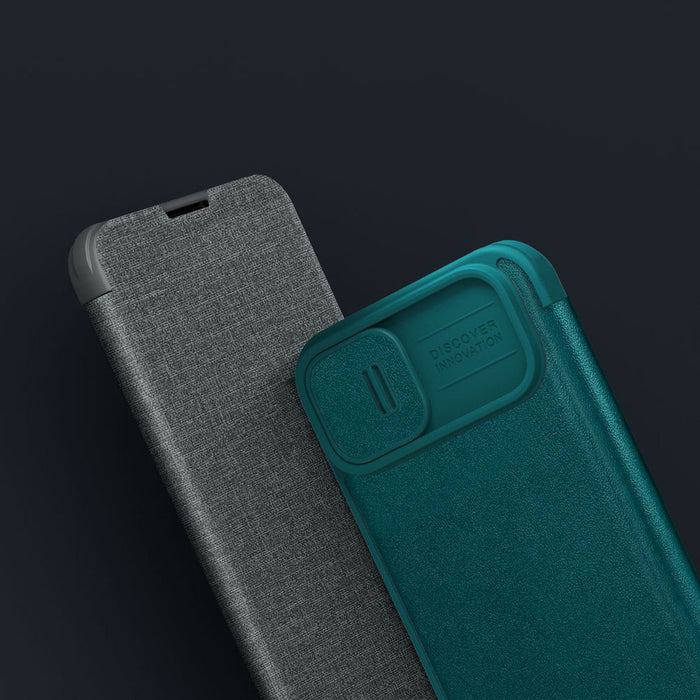 Nillkin Qin Cloth Pro Case Case for iPhone 14 Plus Camera Cover Holster Cover Flip Case Blue