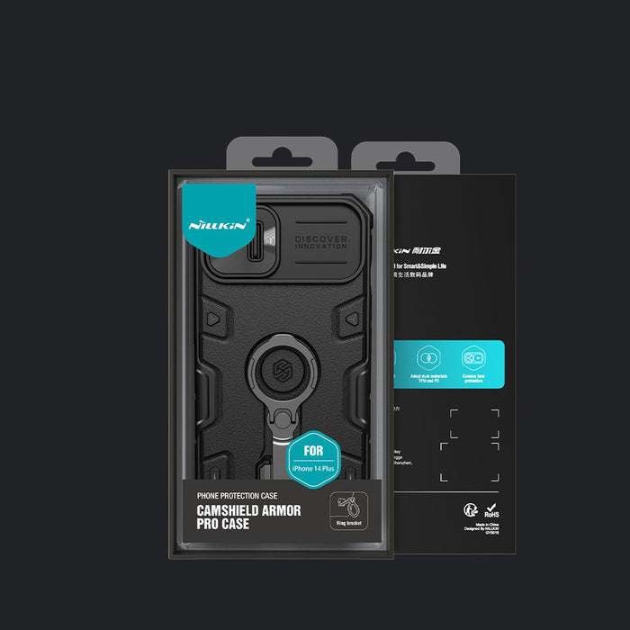 Nillkin CamShield Armor Pro Case iPhone 14 Plus case armored cover with camera cover ring stand black