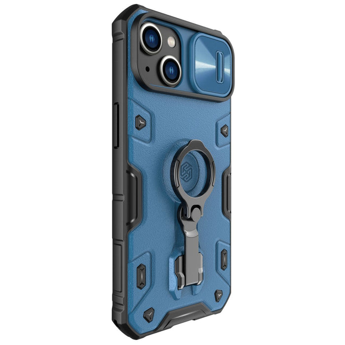 Nillkin CamShield Armor Pro Case iPhone 14 Plus armored cover with camera cover ring stand blue