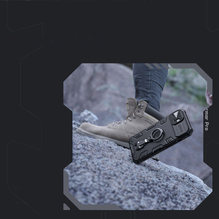 Nillkin CamShield Armor Pro Case iPhone 14 Plus armored cover with camera cover ring stand blue