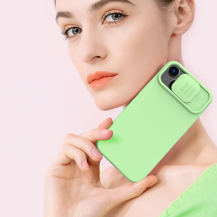 Nillkin CamShield Magnetic Silicone Case iPhone 14 Plus Magnetic MagSafe Cover with Camera Protector Green