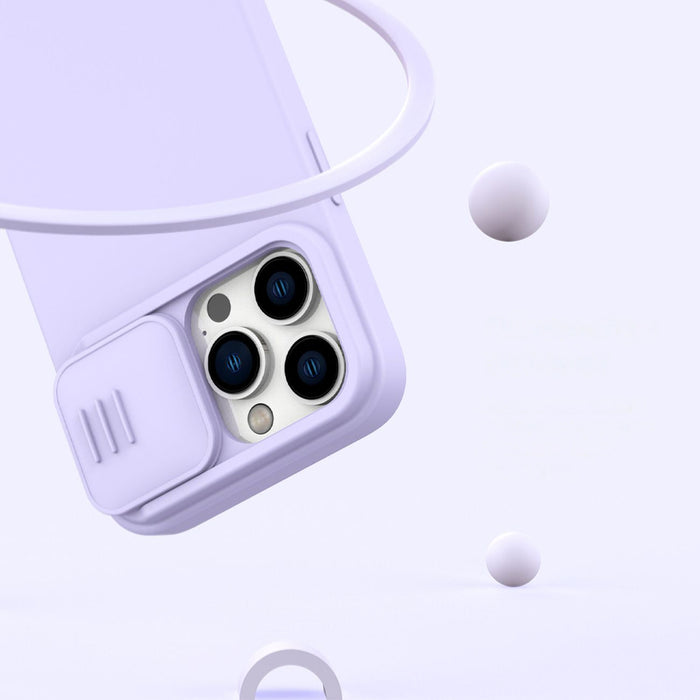 Nillkin CamShield Magnetic Silicone Case iPhone 14 Pro Max Magnetic MagSafe Cover with Camera Protector Blue