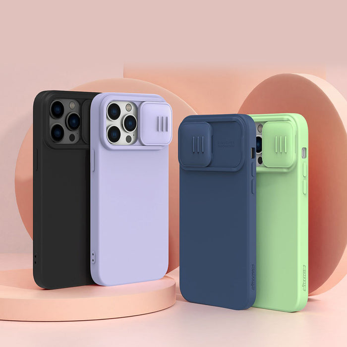 Nillkin CamShield Silky Silicone Case iPhone 14 Pro Max Silicone Cover with Camera Protector Blue