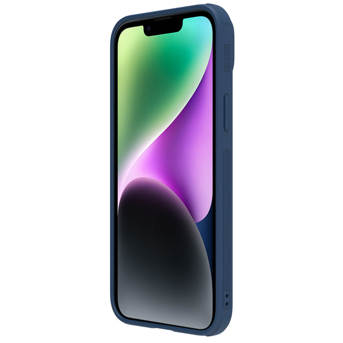 Nillkin CamShield Leather S Case iPhone 14 Plus case with camera cover blue