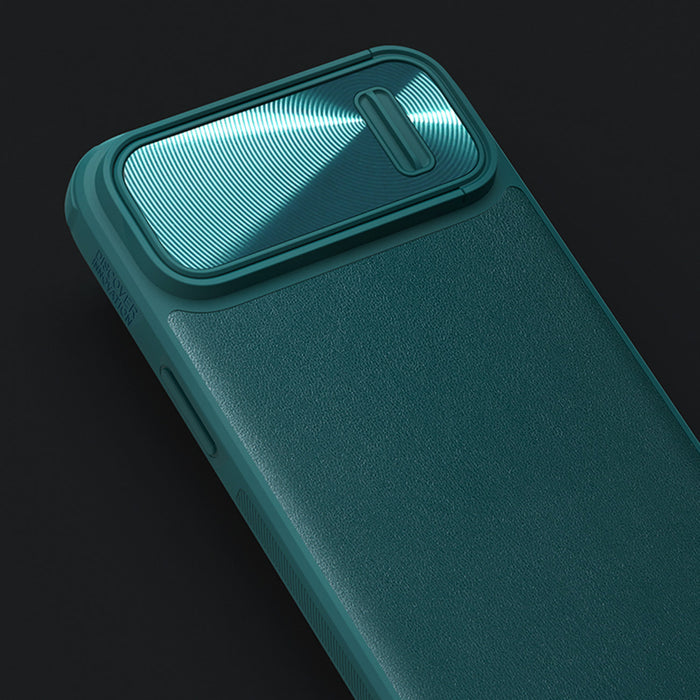 Nillkin CamShield Leather S Case iPhone 14 Plus case with camera cover blue