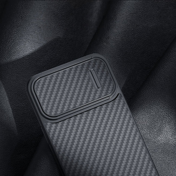 Nillkin Synthetic Fiber S Case iPhone 14 Pro case with camera cover, black