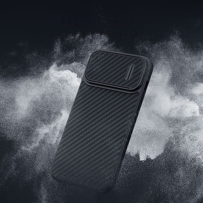 Nillkin Synthetic Fiber S Case iPhone 14 Plus case with camera cover, black