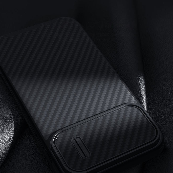 Nillkin Synthetic Fiber S Case iPhone 14 Plus case with camera cover, black
