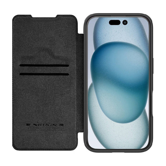Nillkin Qin Prop Leather iPhone 16 Case (black)