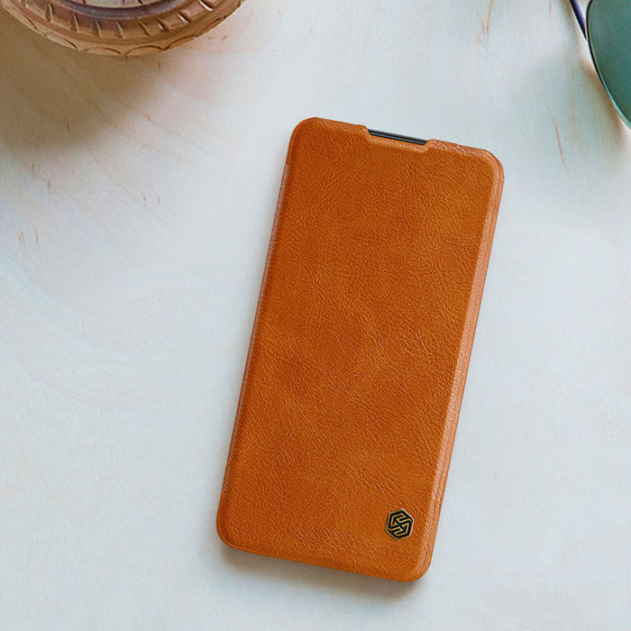 Nillkin Qin Case Case for Xiaomi Redmi Note 11T 5G / Note 11S 5G / Note 11 5G (China) / Poco M4 Pro 5G Camera Cover Holster Cover Flip Case Brown