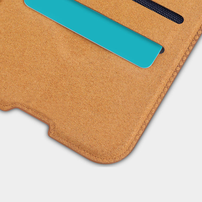 Nillkin Qin Case Case for Xiaomi Redmi Note 11 Pro+ (China) / Redmi Note 11 Pro (China) / Mi11i HyperCharge Camera Protector Holster Cover Flip Case Brown