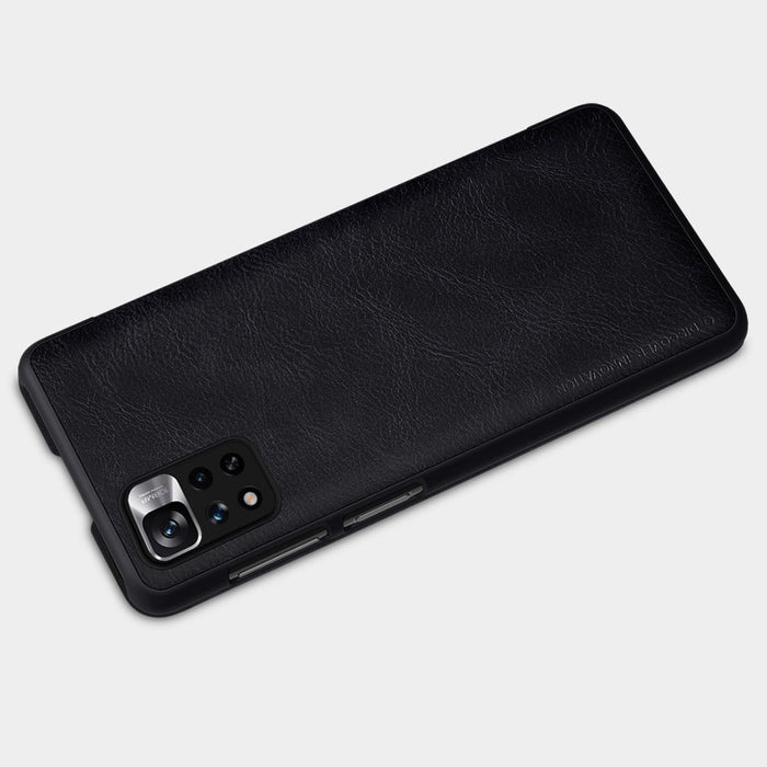 Nillkin Qin Case Case for Xiaomi Redmi Note 11 Pro+ (China) / Redmi Note 11 Pro (China) / Mi11i HyperCharge Camera Protector Holster Cover Flip Case Brown