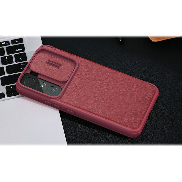 Nillkin Qin Leather Pro Case Case for Samsung Galaxy S22+ (S22 Plus) Camera Protector Holster Cover Flip Case Brown
