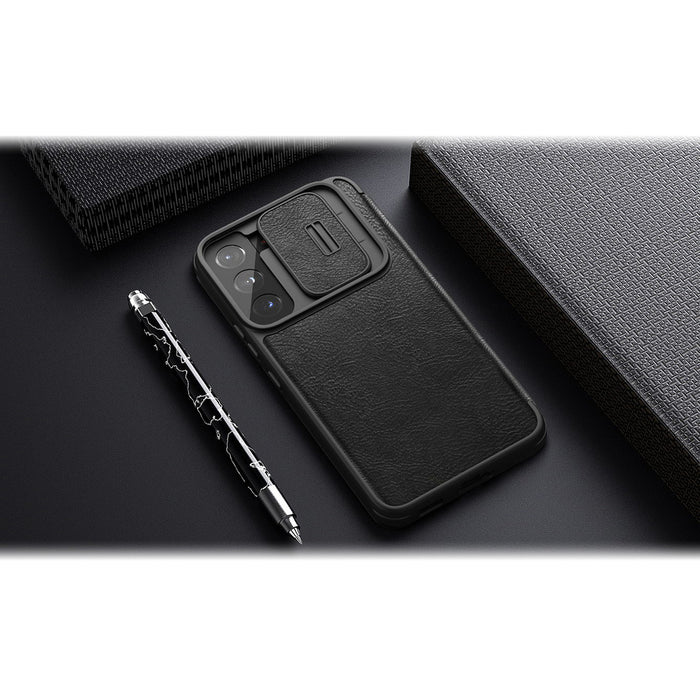 Nillkin Qin Leather Pro Case Case for Samsung Galaxy S22+ (S22 Plus) Camera Protector Holster Cover Flip Case Brown