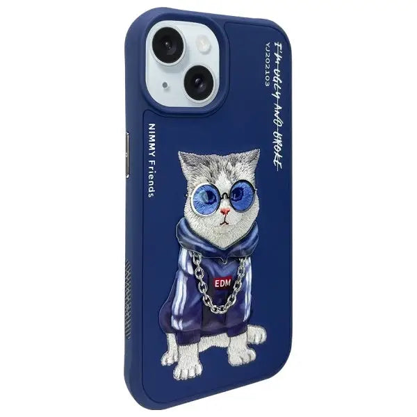 Nimmy Glasses Cool Cat Case for iPhone 15 - Blue - Cell phone cases and covers<<<HurtelXML
