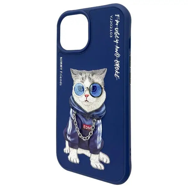 Nimmy Glasses Cool Cat Case for iPhone 15 - Blue - Cell phone cases and covers<<<HurtelXML