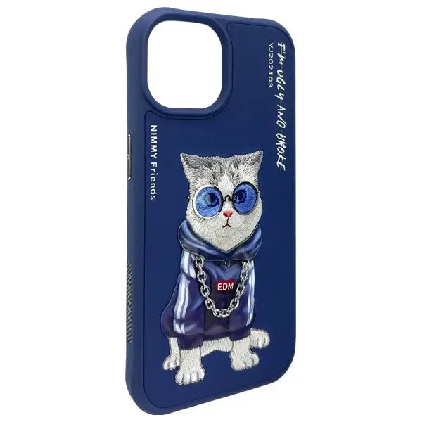 Nimmy Glasses Cool Cat Case for iPhone 15 - Blue - Cell phone cases and covers<<<HurtelXML