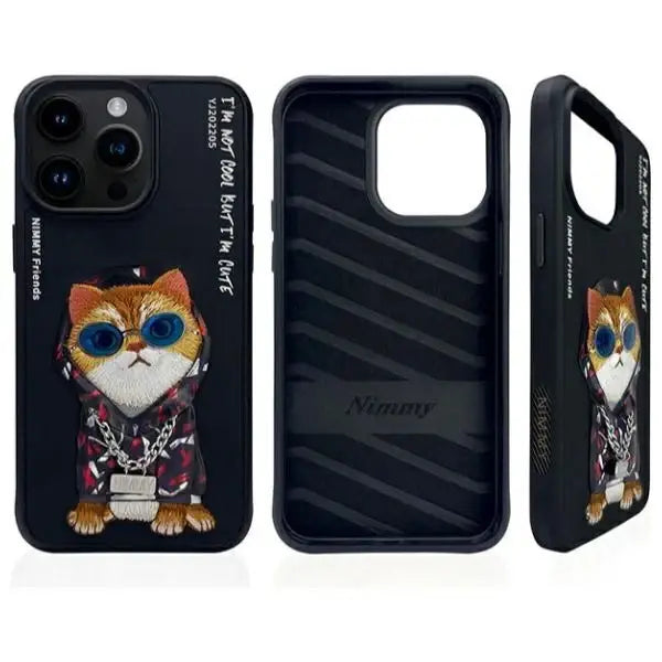 Nimmy Glasses Cool Cat Case for iPhone 15 Pro - Black - Cell phone cases and covers<<<HurtelXML