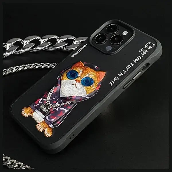Nimmy Glasses Cool Cat Case for iPhone 15 Pro - Black - Cell phone cases and covers<<<HurtelXML
