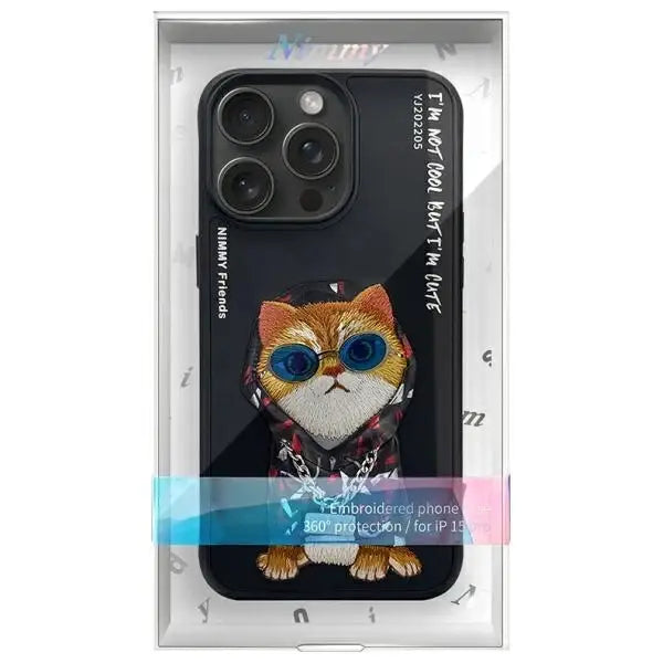 Nimmy Glasses Cool Cat Case for iPhone 15 Pro - Black - Cell phone cases and covers<<<HurtelXML