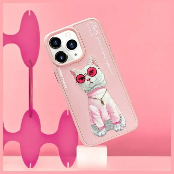 Nimmy Glasses Cool Cat Case for iPhone 15 Pro Max - Pink - Cell phone cases and covers<<<HurtelXML