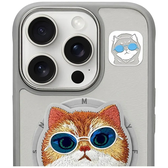 Nimmy Glasses Cool Cat MagSafe Case for iPhone 16 Pro - Gray - Cell phone cases and covers<<<HurtelXML