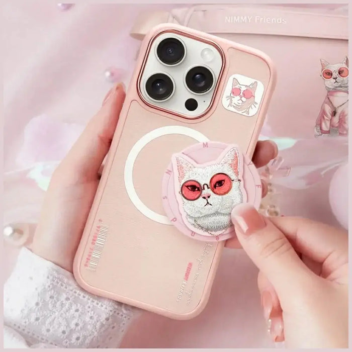 Nimmy Glasses Cool Cat MagSafe Case for iPhone 16 Pro Max - Pink - Cell phone cases and covers<<<HurtelXML