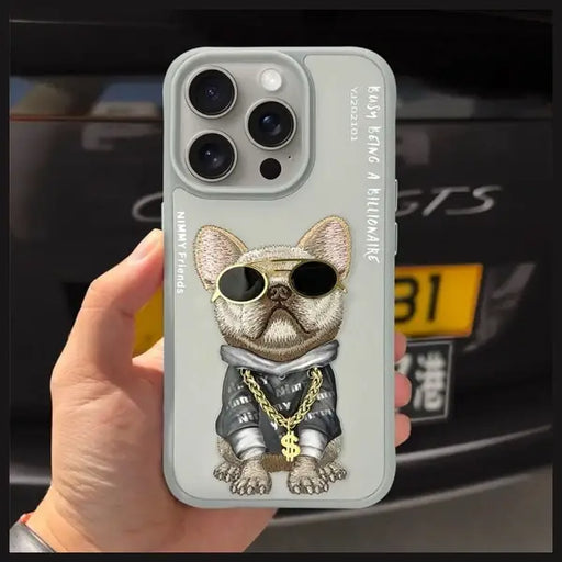 Nimmy Glasses Cool Dog iPhone 15 Pro Case - Gray - Cell phone cases and covers<<<HurtelXML