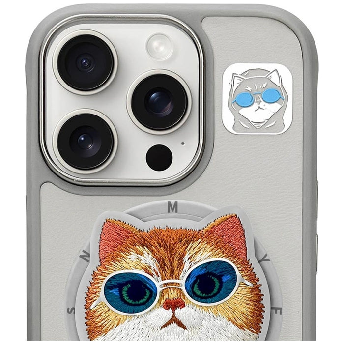 Nimmy Glasses Cool Cat MagSafe Case for iPhone 16 Pro - Gray