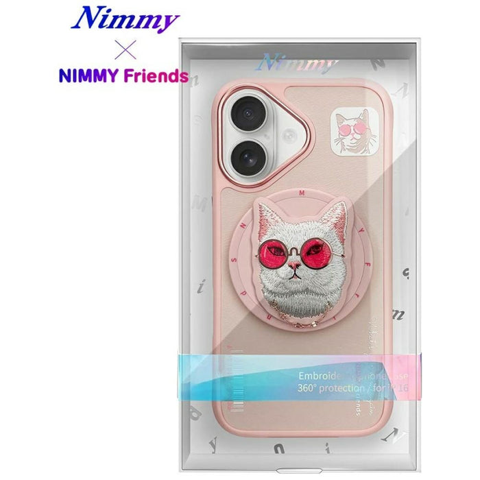 Nimmy Glasses Cool Cat MagSafe Case for iPhone 16 - Pink